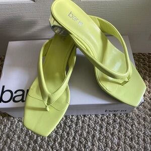 Bar III New In Box Women's Cortetap Citron Slide with Clear Ball Heel 9.5